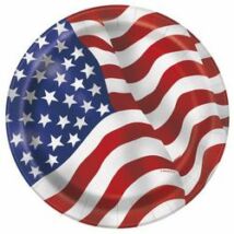 Amerikai zászlós parti tányér 23cm 8 db