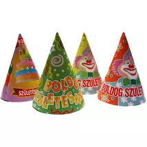 Party csúcsos kalap (születésnapos), 6 db/csomag
