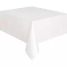  White Műanyag Parti Asztalterítő - 137 cm x 274 cm