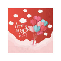 Szalvéta, Love is in the air szöveggel, 33x33cm, 20 darab/csomag