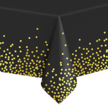 Asztalterítő, fekete színű arany konfetti mintákkal