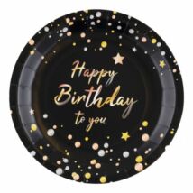 FEKETE PARTI TÁNYÉR HAPPY BIRTHDAY FELIRATTAL