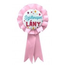 Szülinapi kitűző - Szülinapos Lány szalagos kitűző pasztell pink szalaggal