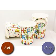 Happy birthday gyertyás pohár 10 db/csomag