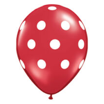 11 inch-es Big Polka Dots Red/White Pöttyös Lufi