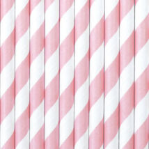 Papír szívószál light pink csíkos