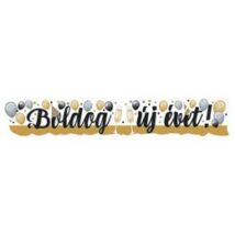 Boldog újévet elegáns léggömbös banner