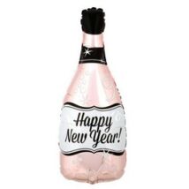 Rosegold színű HNY pezsgősüveg fólialufi