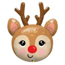 35 inch-es Rénszarvas Fej - Red-Noses Reindeer Super Shape Fólia Lufi Karácsonyra