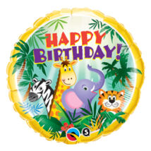 18 inch-es Dzsungel Állatos - Birthday Jungle Friends Születésnapi Fólia Léggömb