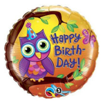 18 inch-es Birthday Owl - Baglyos Születésnapi Fólia Léggömb