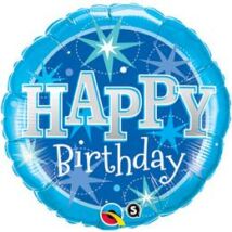 36 inch-es Birthday Kék Csillogó Születésnapi Fólia Léggömb
