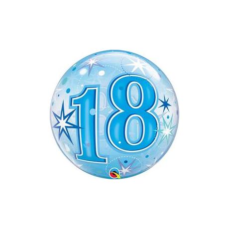 22 inch-es 18 Blue Starburst Sparkle Szülinapi Számos Bubble Lufi