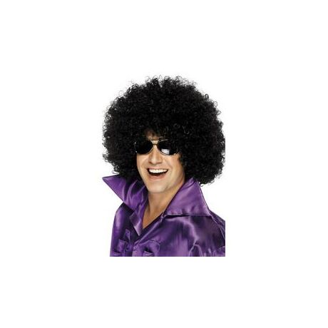 Fekete Afro Mega - Mikrofon Paróka