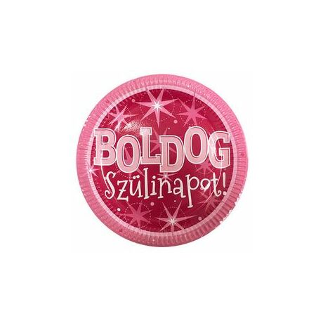 Boldog szülinapot rózsaszín parti tányér