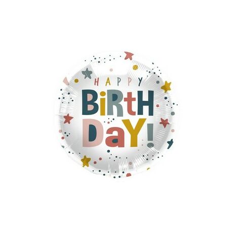18 inch-es Happy Birthday Twinkle Dots Szülinapi fólia lufi