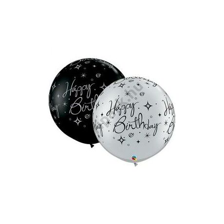 30 inch-es Elegáns - Birthday Sparkles and Swirls Szülinapi Lufi 