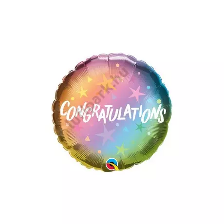 18 inch-es Gratulálok - Congratulations Ombre & Stars Fólia Lufi Ballagásra