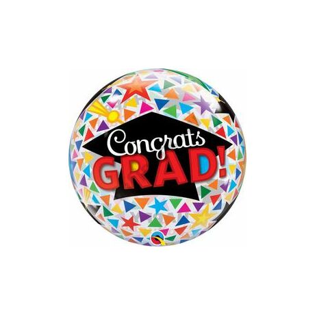 22 inch-es Congrats Grad Caps & Triangles (Kalapok és Háromszögek) Ballagási Bubbles Léggömb