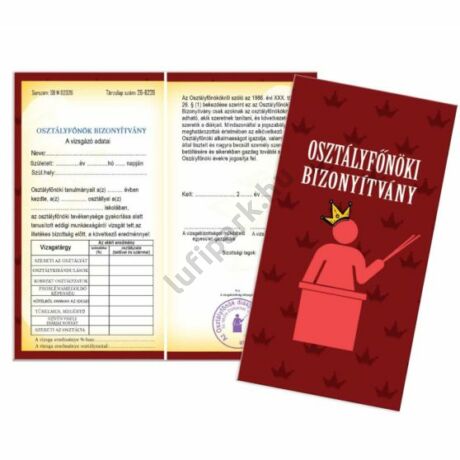 BIZONYÍTVÁNY OSZTÁLYFŐNÖKNEK