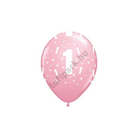 11 inch-es 1-es printelt Stars Pink Első Szülinapi Számos Lufi