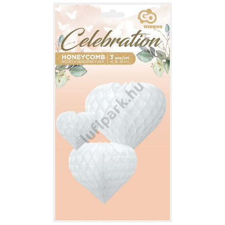 Szív lampion csomag, fehér - 12cm, 19cm, 26cm