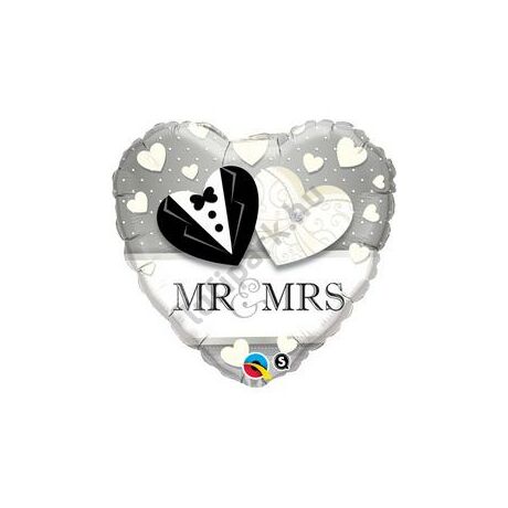 18 inch-es Mr Mrs esküvői fólia lufi