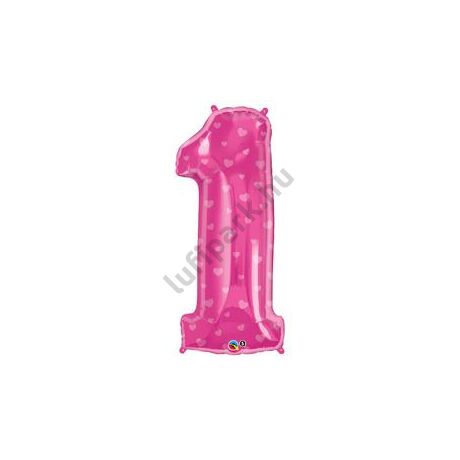 34 inch-es Number 1 rózsaszín szív mintá