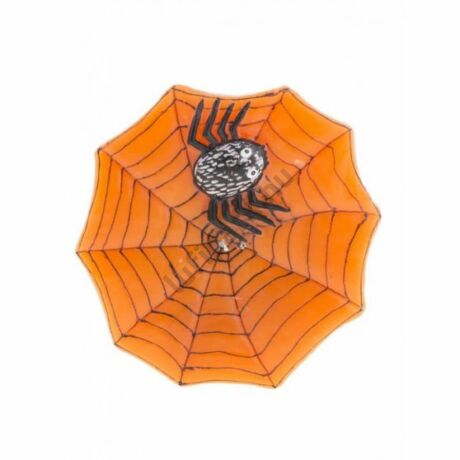Halloween gyertya pókháló pókkal 15cm