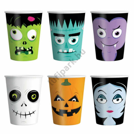 Papír pohár - Halloween mintás, 2 dl, 6 db/cs