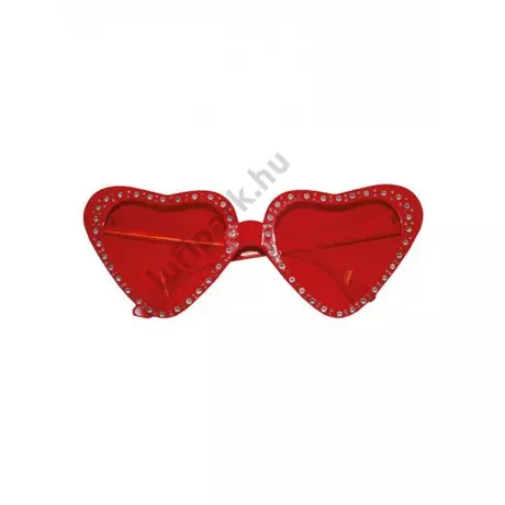 piros strasszos szív alakú szemüveg