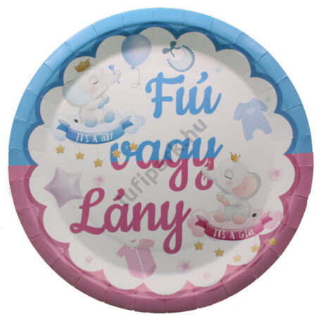 Papír tányér, fiú vagy lány, elefántos
