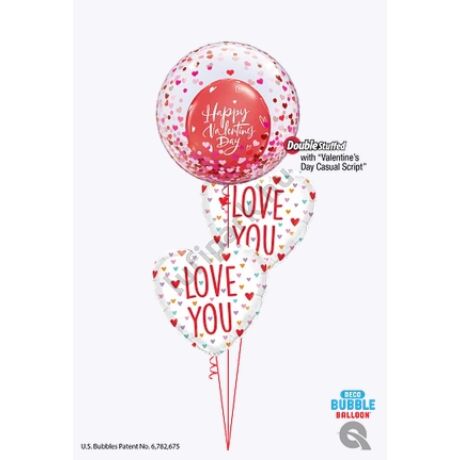 I love you Valentin töltött bubbles csokor