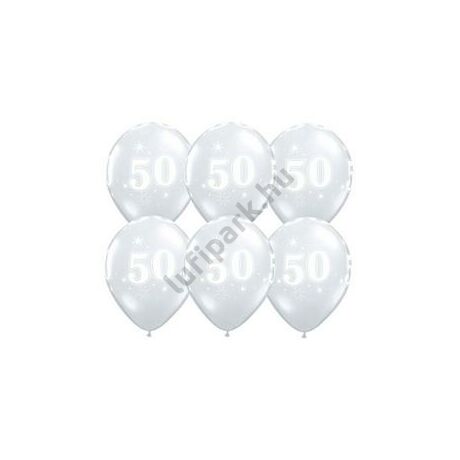 11 inch-es 50-es Sparkle-A-Round Diamond Clear Szülinapi Lufi