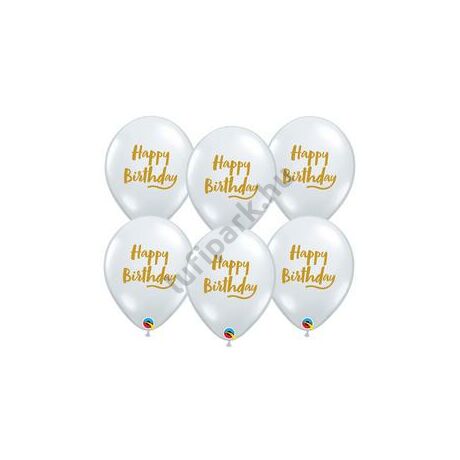 11 inch-es Birthday Brush Script Szülinapi Diamond Clear Kerek Lufi