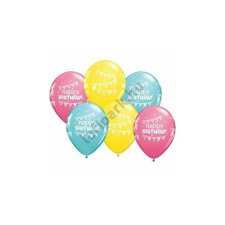 11 inch-es Birthday Pennants and Dots Szülinapi Lufi