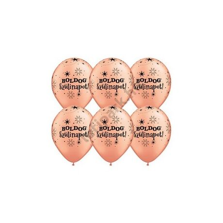 11 inch-es Boldog Szülinapot Feliratú Sparkle Rosegold Szülinapi Lufi 