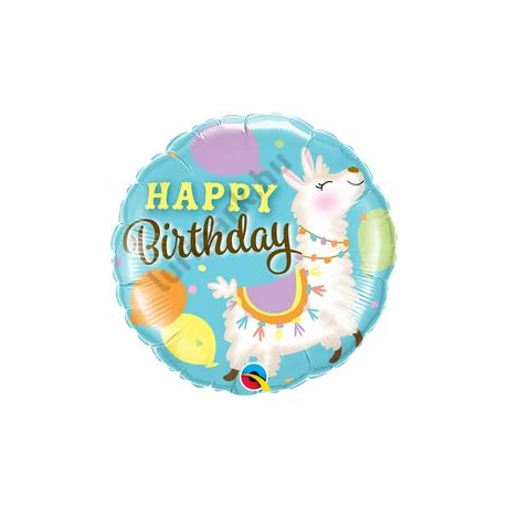 18 inch-es Llama Happy Birthday - Láma Szülinapi Fólia Lufi