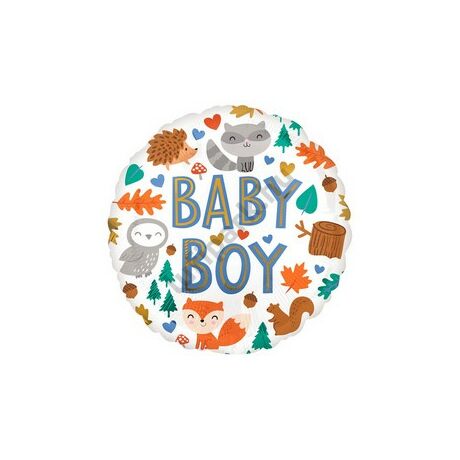 18 inch-es Baby Boy Woodland Fun Fólia Lufi