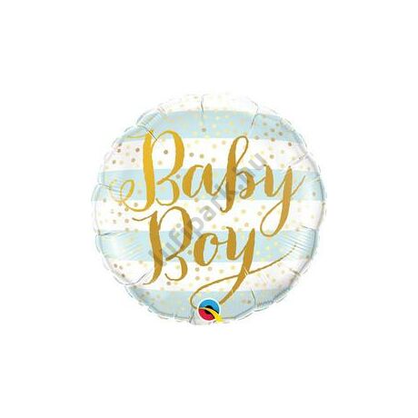 18 inch-es Baby Boy Blue Stripes Fólia Lufi Babaszületésre