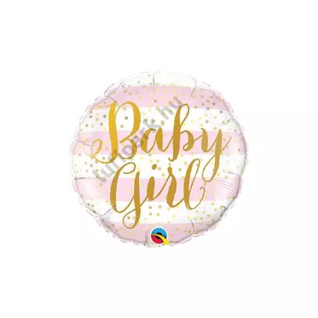 18 inch-es Kislány Baba/Bébi - Baby Girl Pink Stripes Fólia Lufi Babaszületésre