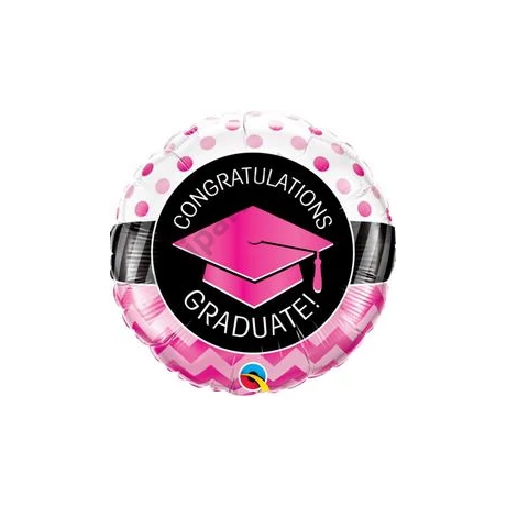 18 inch-es Graduate Pink Chevron dots