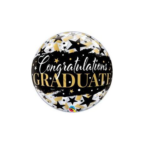 22 inch-es Graduate Black Stars Ballagási Bubble Lufi