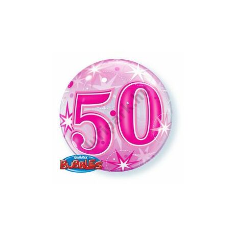 22 inch-es 50 Pink Starburst Sparkle Szülinapi Bubbles Léggömb