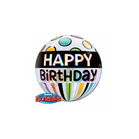 22 inch-es bday black band & dots bubble