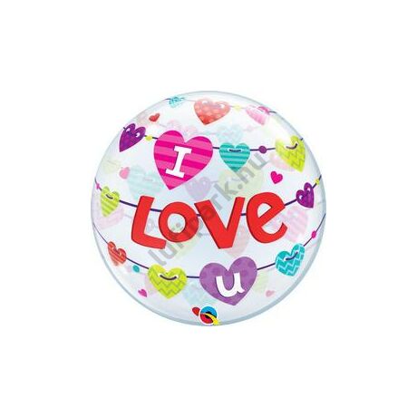 22 inch-es I Love U Banner Hearts Szerelmes Bubble Lufi