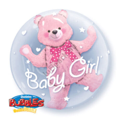 24 inch-es Baby Pink Bear Double Bubbles
