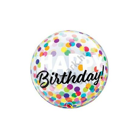 22 inch-es Birthday Colorful Dots - Színes Pöttyös Szülinapi Bubble Lufi