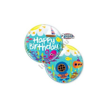 22 inch-es Birthday Maritime Fun - Tengeri Állatok Szülinapi Bubble Lufi