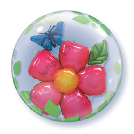 24 inch-es Virág - Leaves Flower Double Bubble Léggömb
